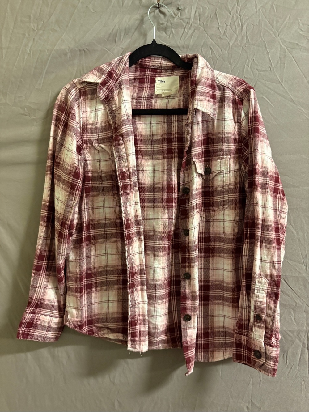 Tilley Women's Burgundy Plaid Button-Down Shirt